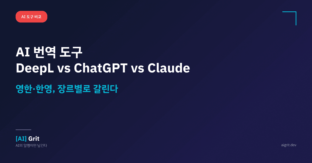 AI 번역 도구 추천: DeepL vs ChatGPT vs Claude 영한·한영 비교