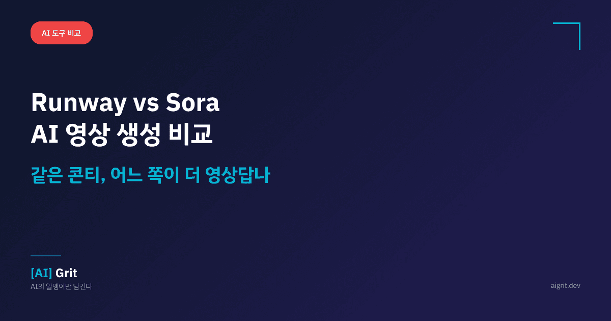 Runway vs Sora — AI 영상 생성 비교: 같은 콘티, 어느 쪽이 더 영상답나